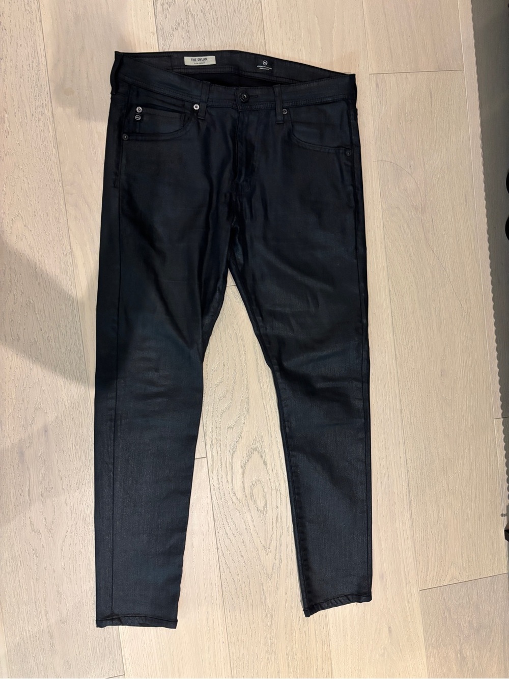 Ag Adriano Goldschmied Men's Skinny Jeans in Black Shiny Wax